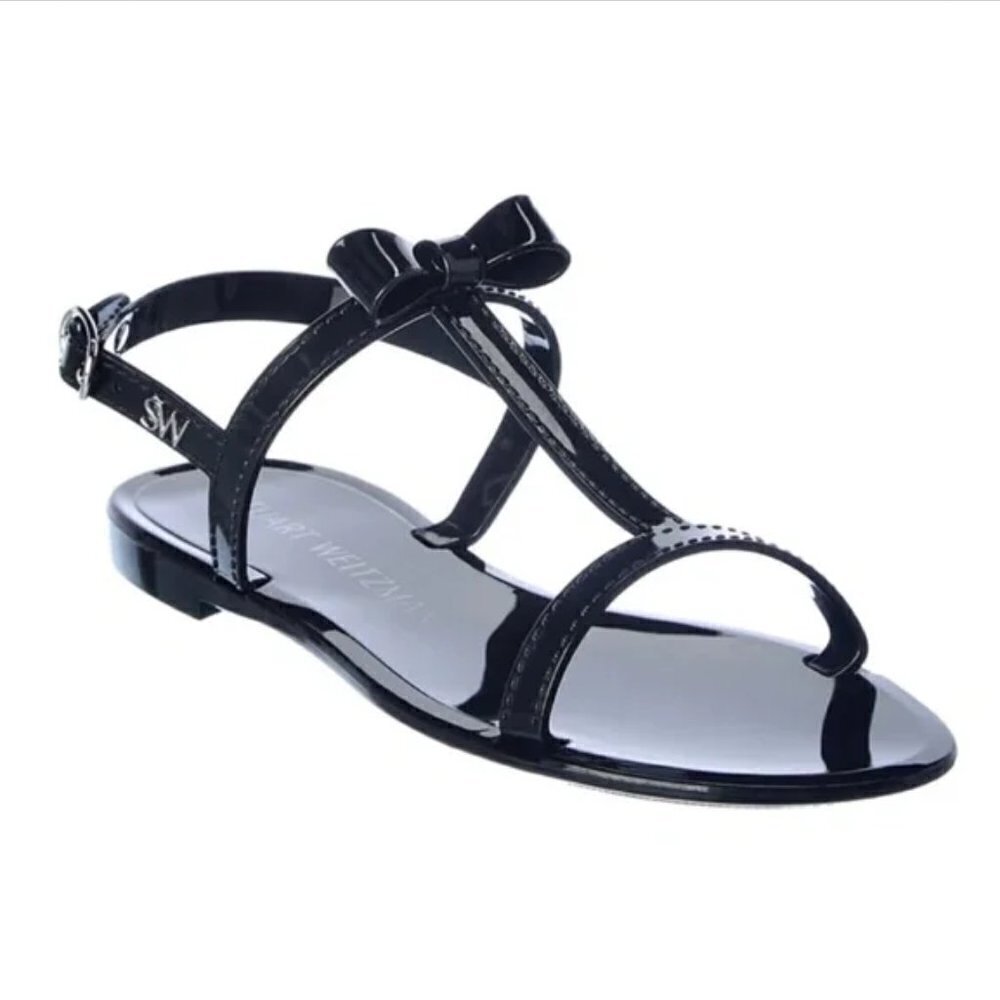 💕STUART WEITZMAN💕 Mellie Bow Jelly Sandal ~ Black US 9 New Without Box